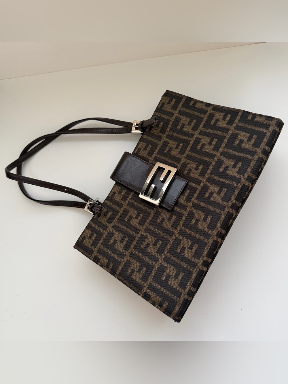 Fendi Brown Canvas Zucca Half Shoulder Bag